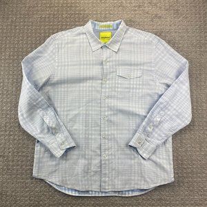 Tommy Bahama Shirt Men XLX White Blue Green Plaid Button Up Island Modern Fit